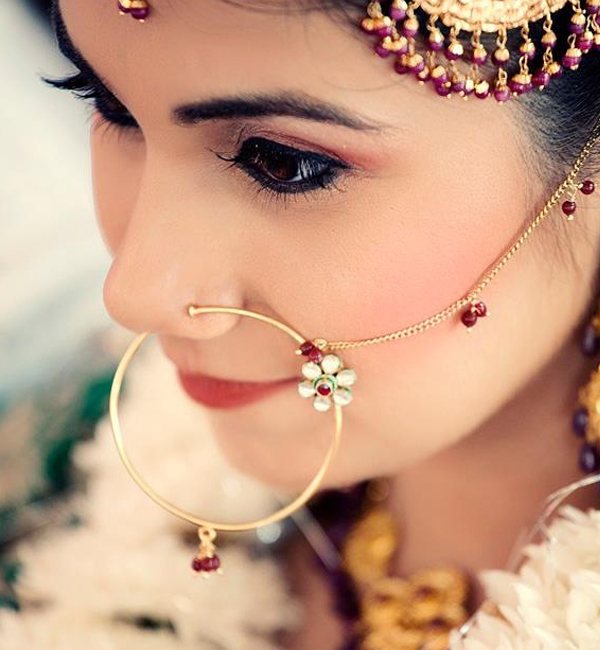 Buy Wedding Crystal Nose Ring Chain/Indian Bridal Nose Ring Nath/Gold Wedding  Nose Jewelry/Fake Nose Ring at Amazon.in