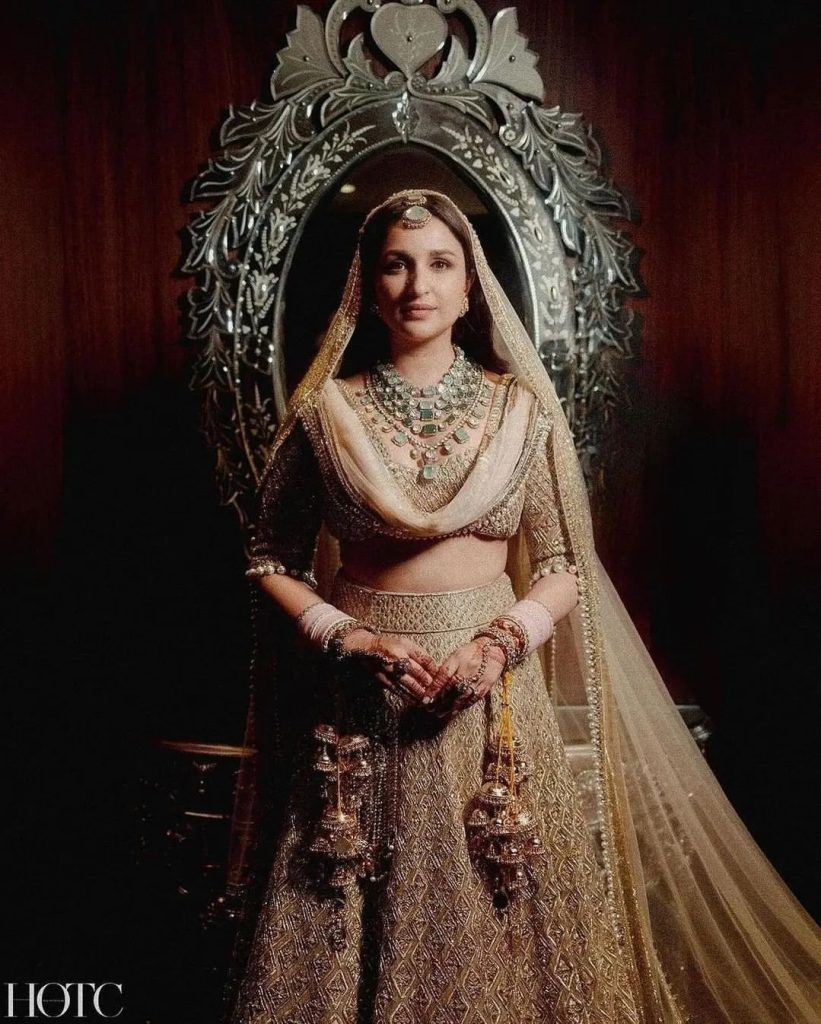 Tanisha Mehta dons a gorgeous bridal light blue and golden lehenga for the  wedding sequence in