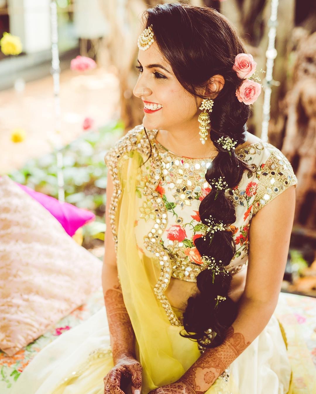 12 Trending & Stylish Haldi Hairstyle For Every Bride-To-Be - MyGlamm