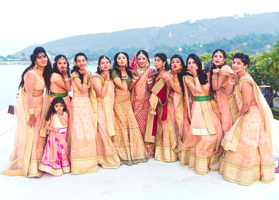 Bridesmaids Kiss And Smile