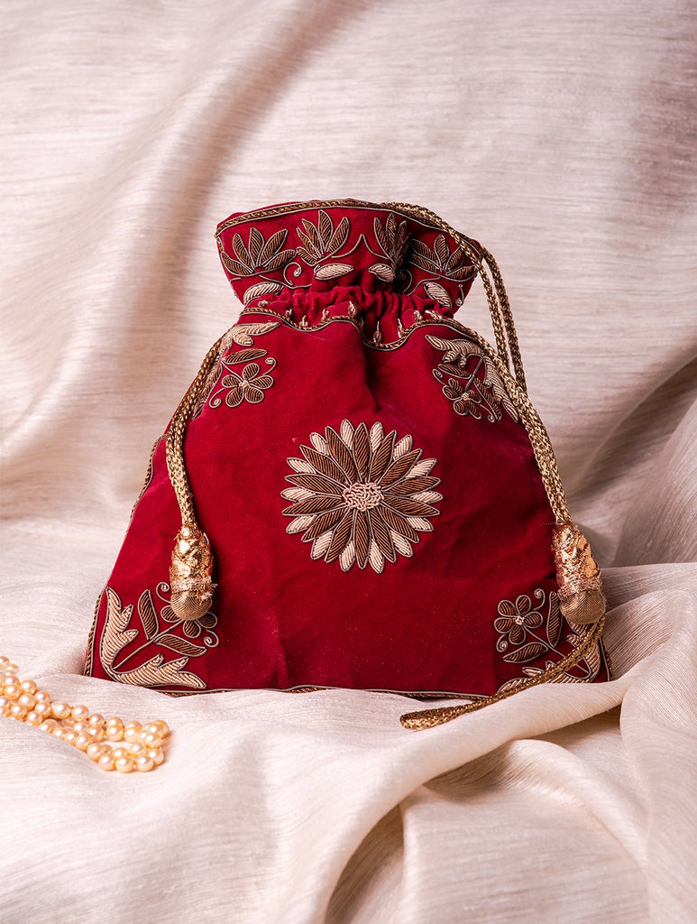 LAMANSH® 20 pcs (8×9 inch) Flower 🌸 Embroidered Potli Bags / Potli han –  Lamansh